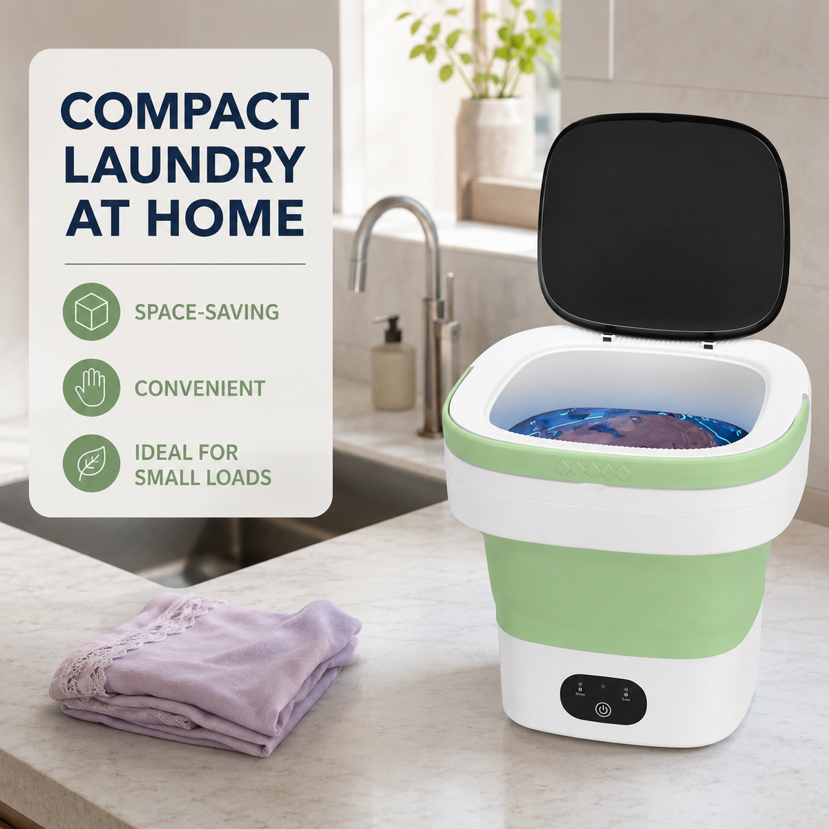 16L Collapsible Portable Washing Machine with Spin Basket