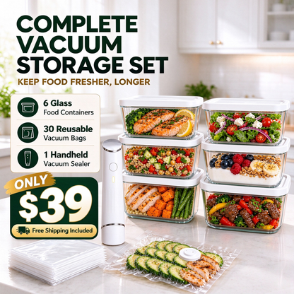 Portable Vacuum Food Sealer Bundle | Keeps Food Fresh 5x Longer