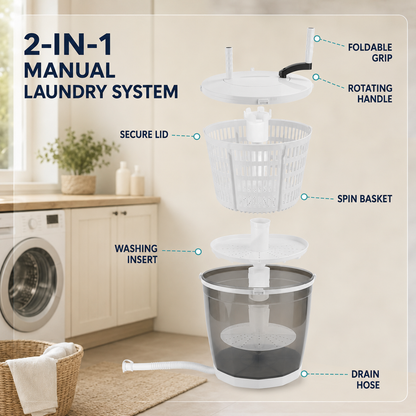 Manual Portable Washing Machine with Spin Dryer Basket and Drain Hose