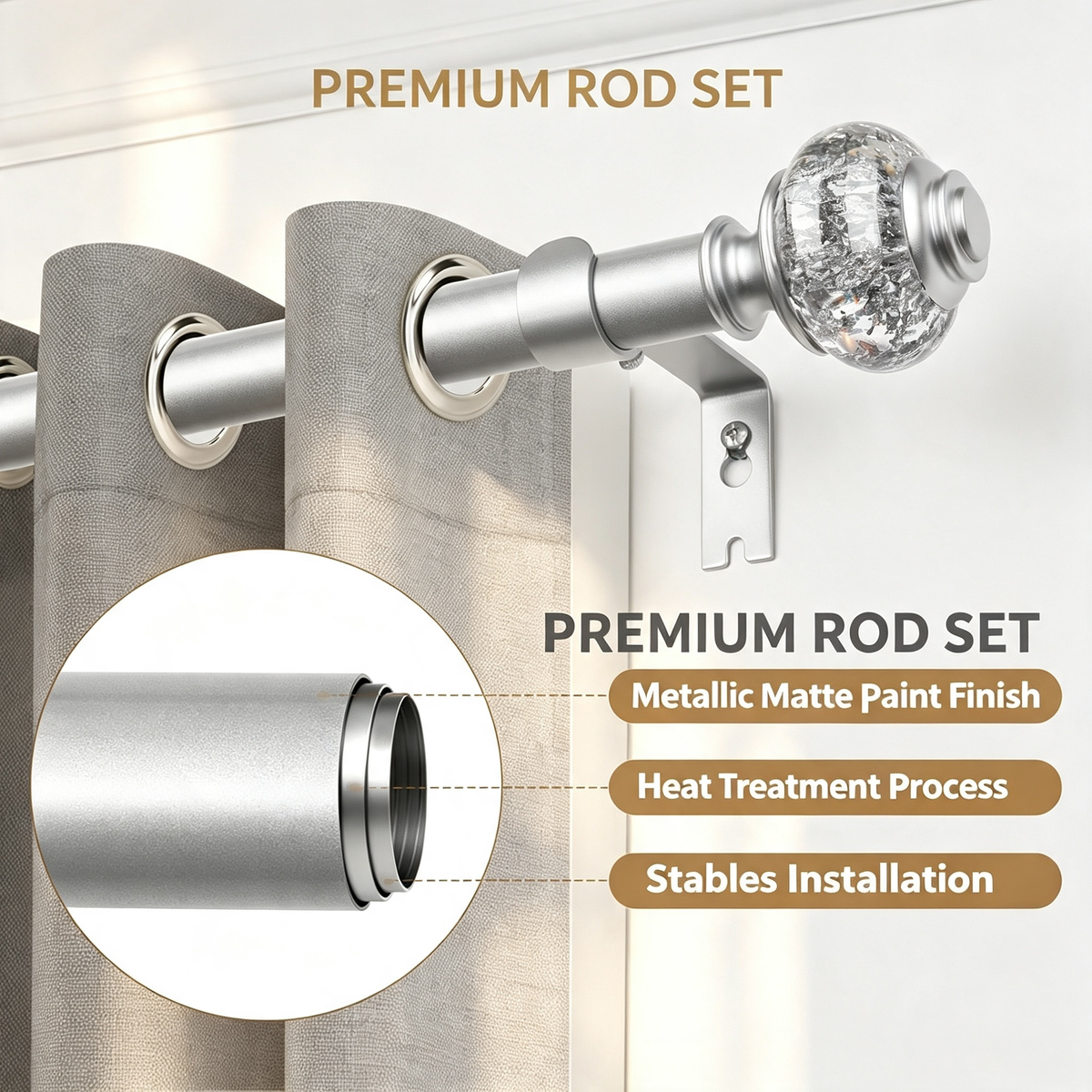 Crystal Decorative Curtain Finial Set