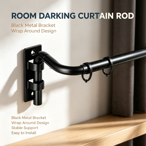 Black Wrap Around Curtain Rod Bracket