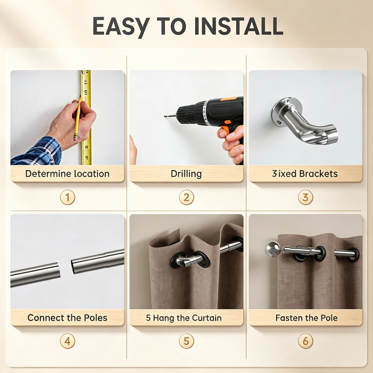 Curved Curtain Rod Bracket Set
