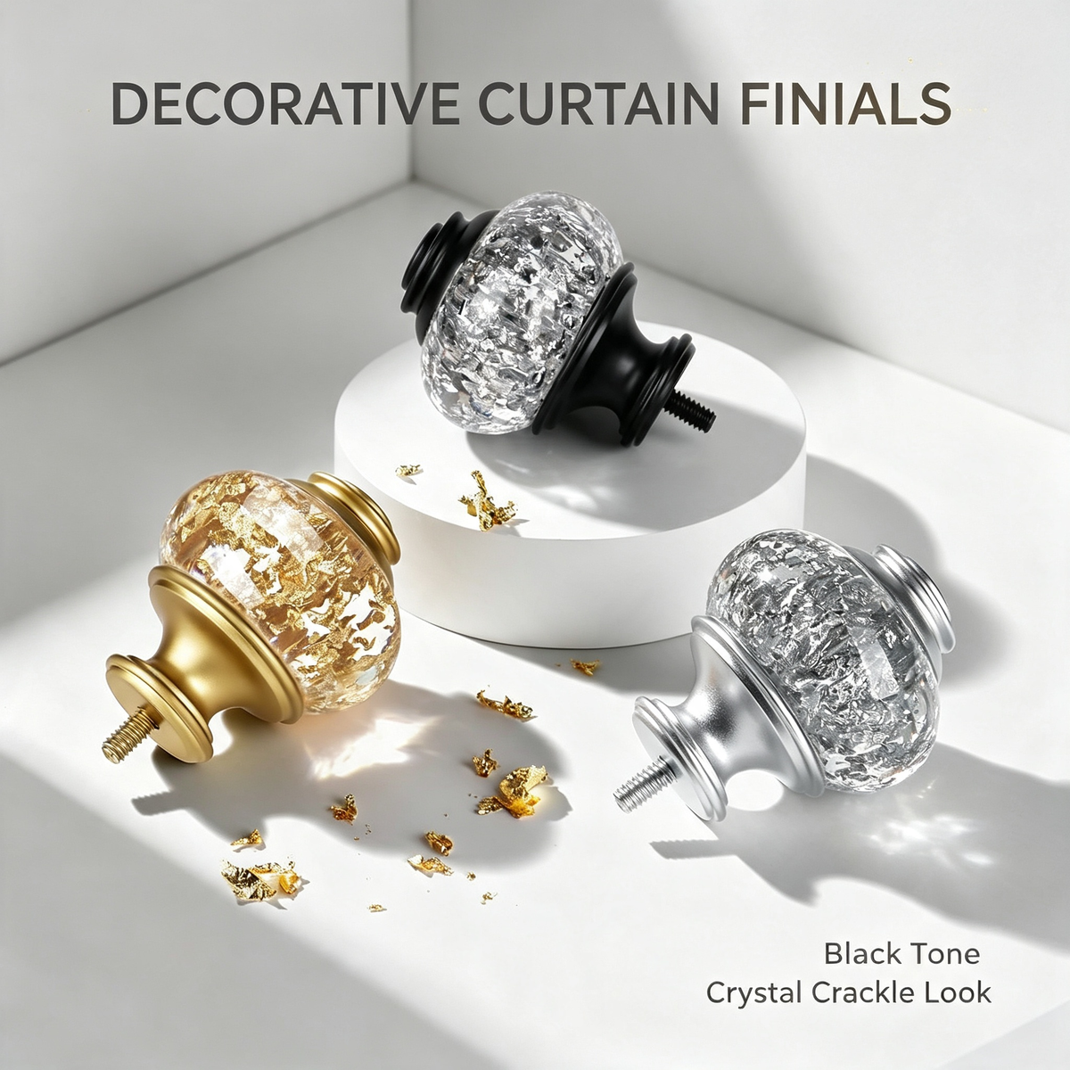 Crystal Decorative Curtain Finial Set