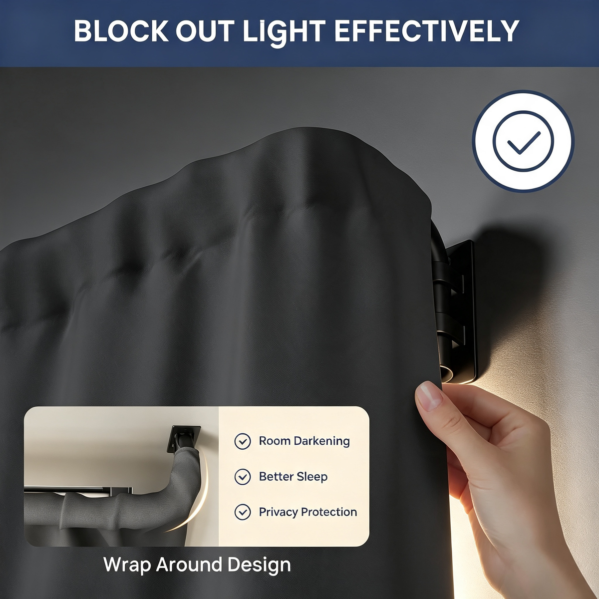Black Wrap Around Curtain Rod Bracket