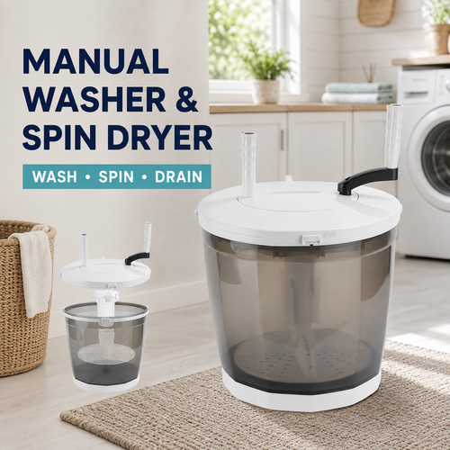 Manual Portable Washing Machine with Spin Dryer Basket and Drain Hose
