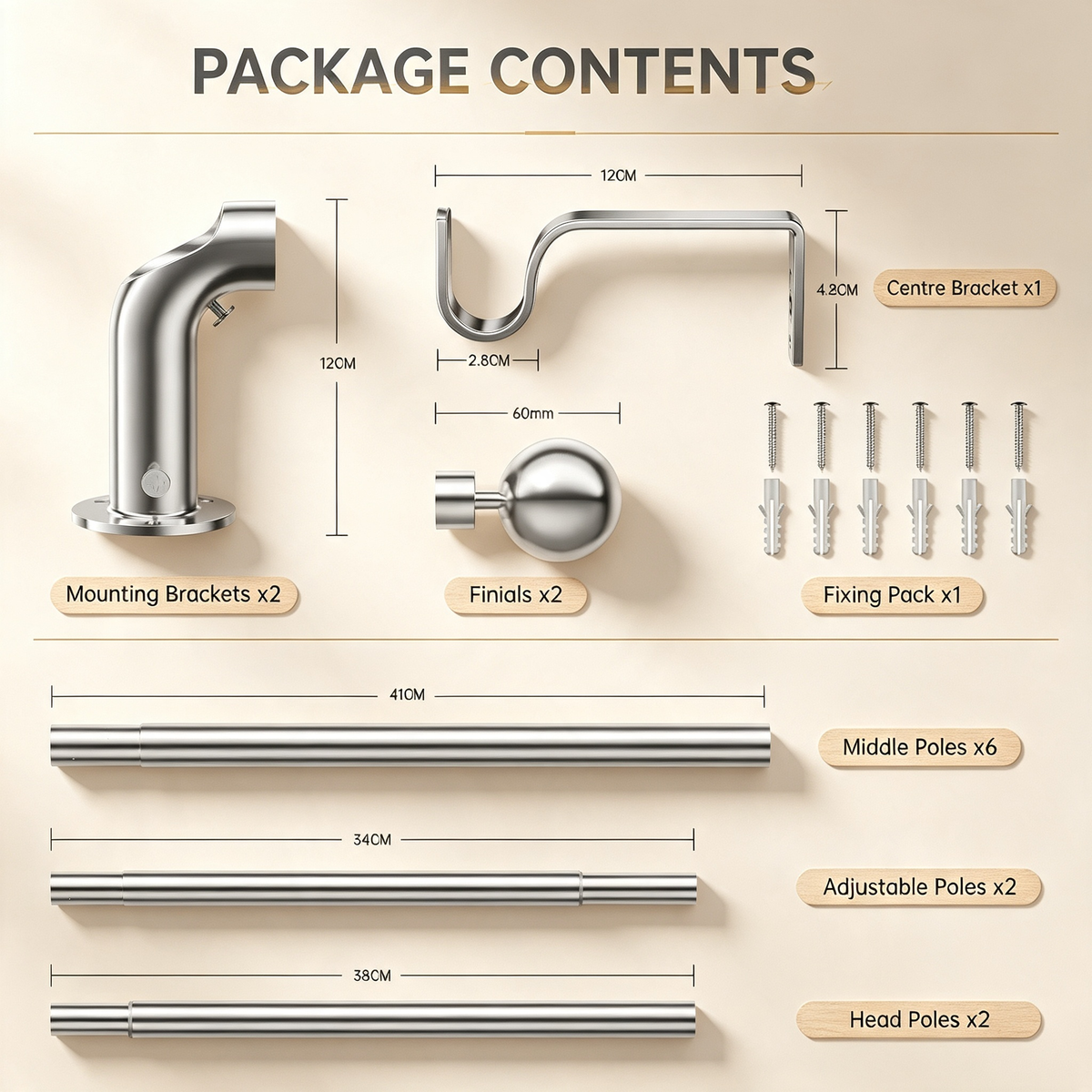 Curved Curtain Rod Bracket Set