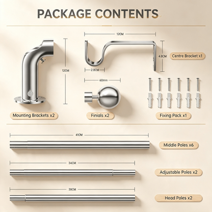 Curved Curtain Rod Bracket Set