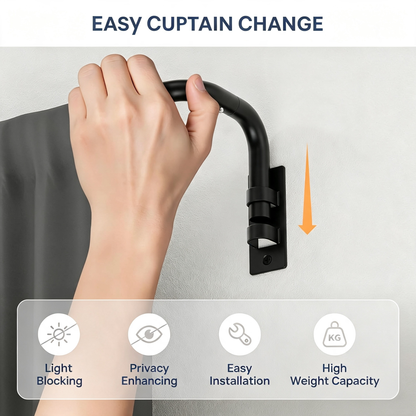 Black Wrap Around Curtain Rod Bracket