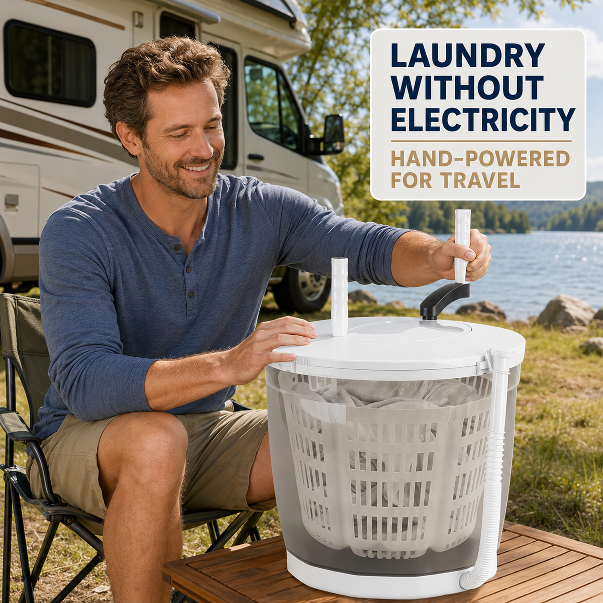 Manual Portable Washing Machine with Spin Dryer Basket and Drain Hose