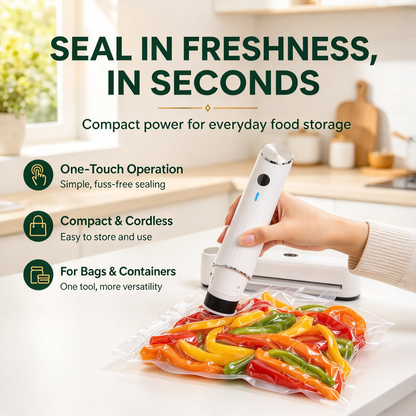 Portable Vacuum Food Sealer Bundle | Keeps Food Fresh 5x Longer